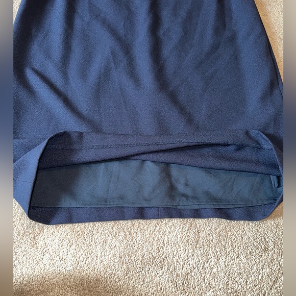 Leslie Fay Navy Butterfly Cold Shoulder Shift Dress - Picture 3 of 6